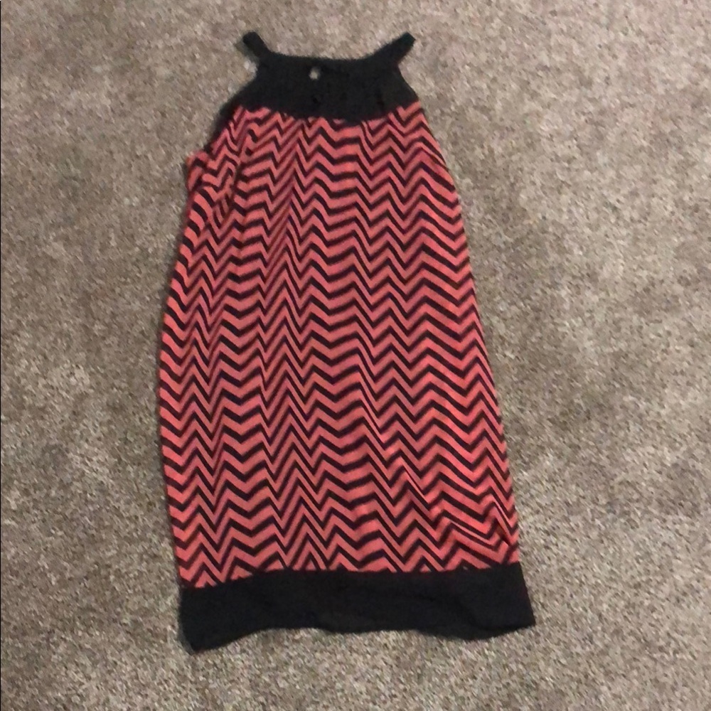 Enfocus Studio Black and Pink Zigzag Mini Dress